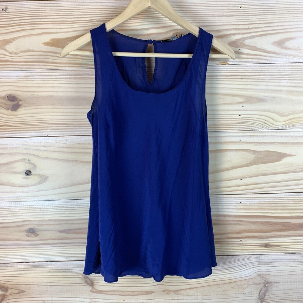 Classiques Entier Top‎ Womens Small Silk Sleeveless Blue
